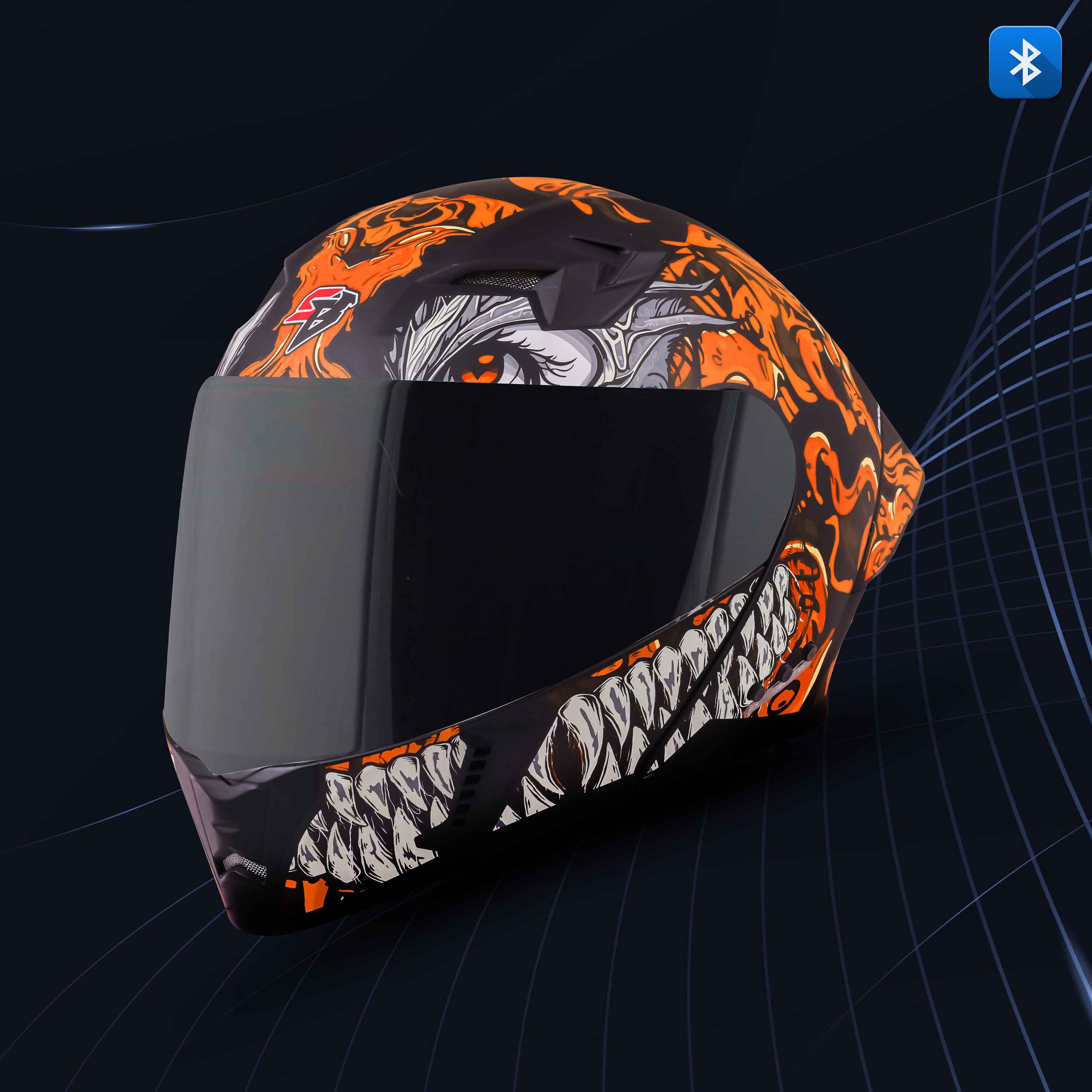 SBA-20 ISS BT DRACO GLOSSY BLACK WITH ORANGE